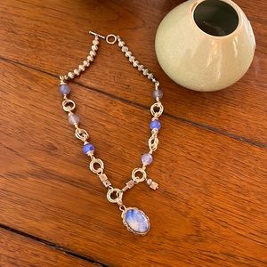 Chalcedony and silver whimsical necklace